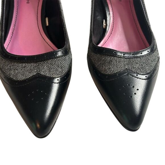 Isaac Mizrahi Women's Black Gray Pointed Toe Pumps Size 8 Formal Heel - Picture 10 of 13